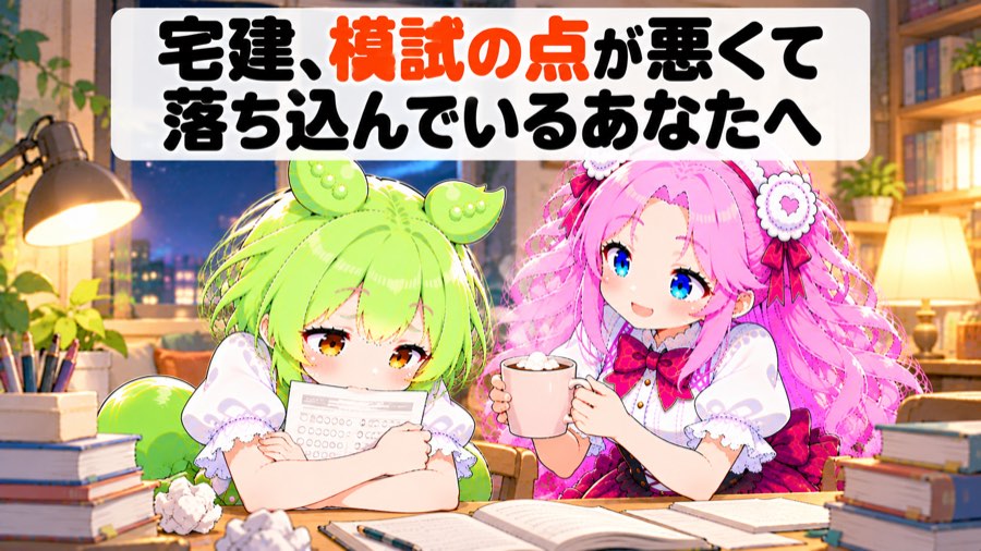 模試の点が悪くて落ち込むずんだもんを四国めたんが励ましている